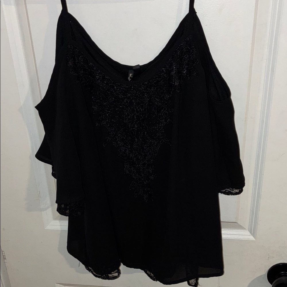 Heart Soul Black Cold Shoulder Blouse